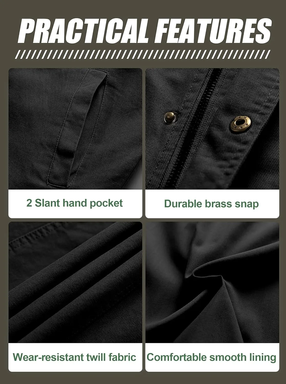 Pursky Men's Canvas Cotton Military Casual Field Jacket Outerwear With Removable Hood