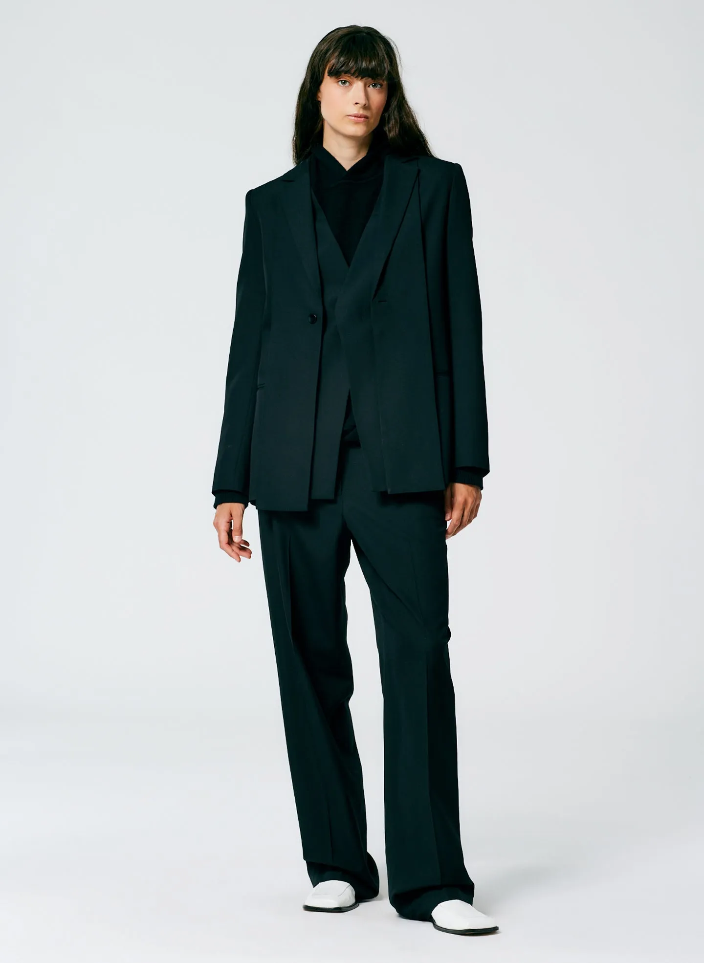 Refined Wool Tricotine Suiting Blazer