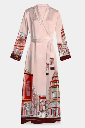 Rodeo Drive Print Long Red Robe