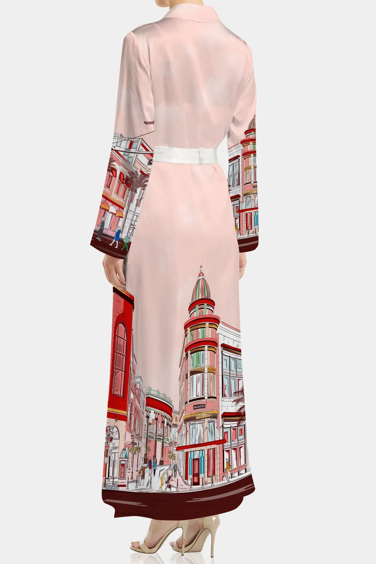 Rodeo Drive Print Long Red Robe