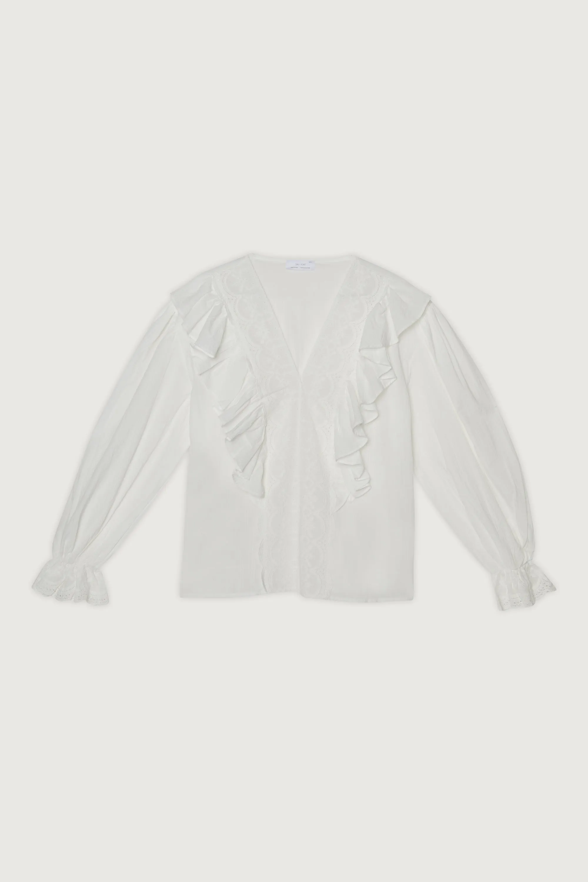 RUFFLED V-NECK BLOUSE