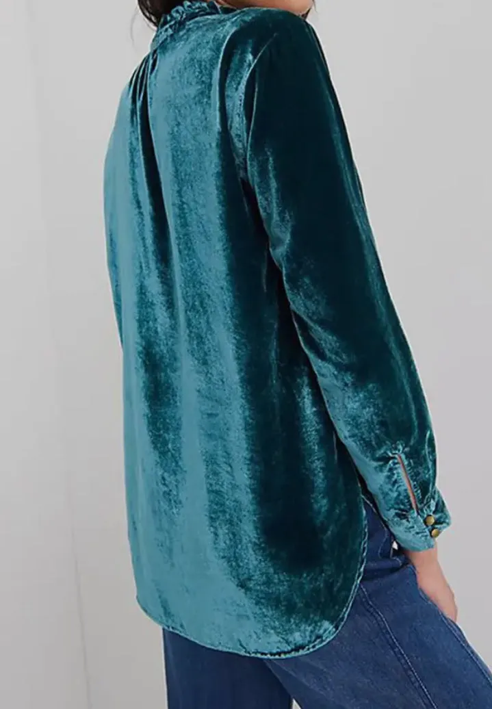 Ruffled Velvet Blouse