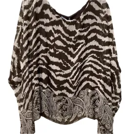 Silk Kaftan Style Blouse-Chocolate