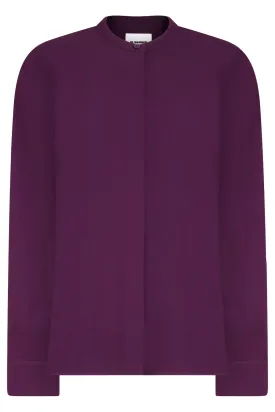 Stand Collar Relaxed Shirt | Wine