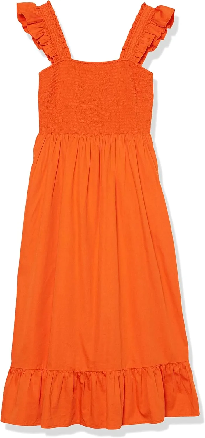 The Drop Women's Kimi Ruffled Shoulder Smocked Midi Dress