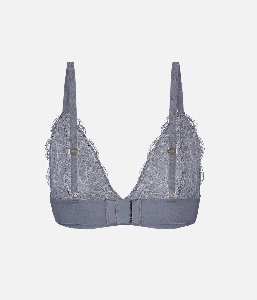 The Long-Lined Lace Bralette: Smoke