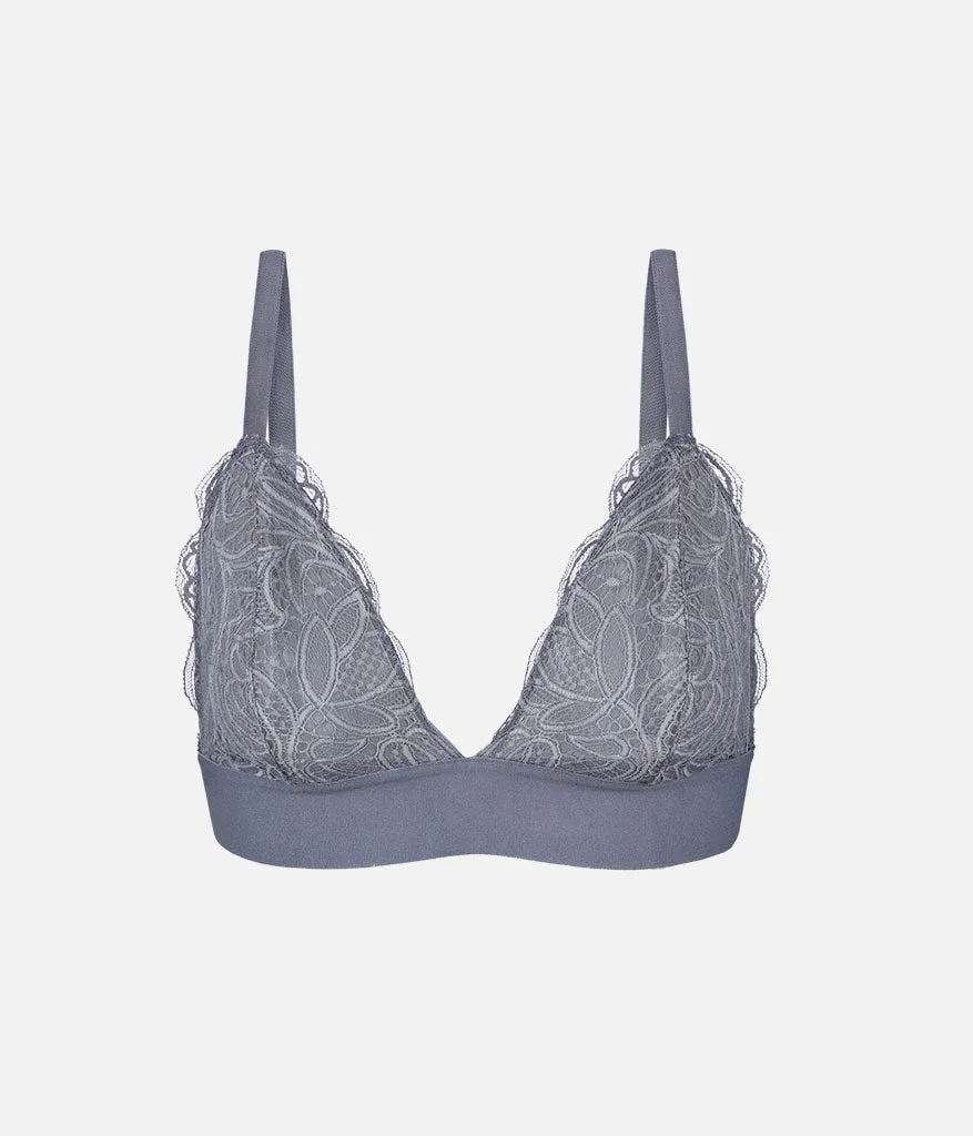 The Long-Lined Lace Bralette: Smoke