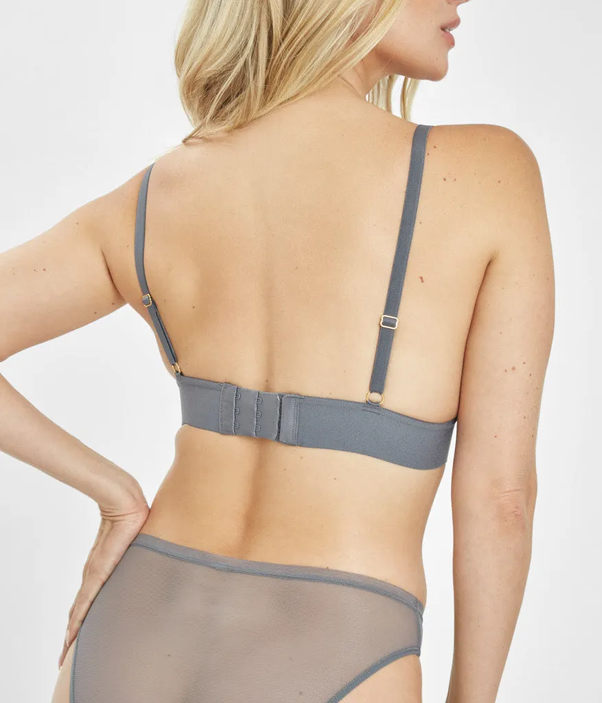 The Long-Lined Lace Bralette: Smoke