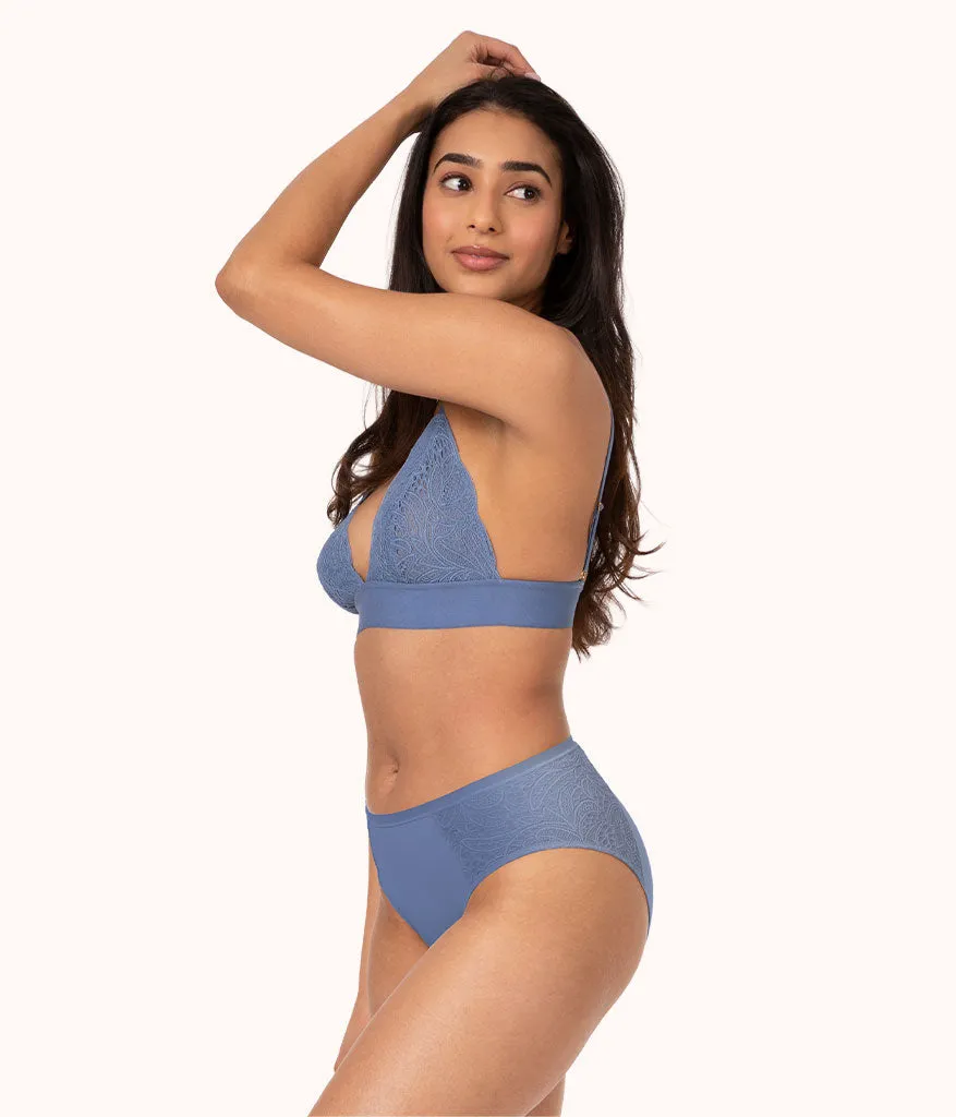 The Long-Lined Lace Bralette: Vintage Indigo