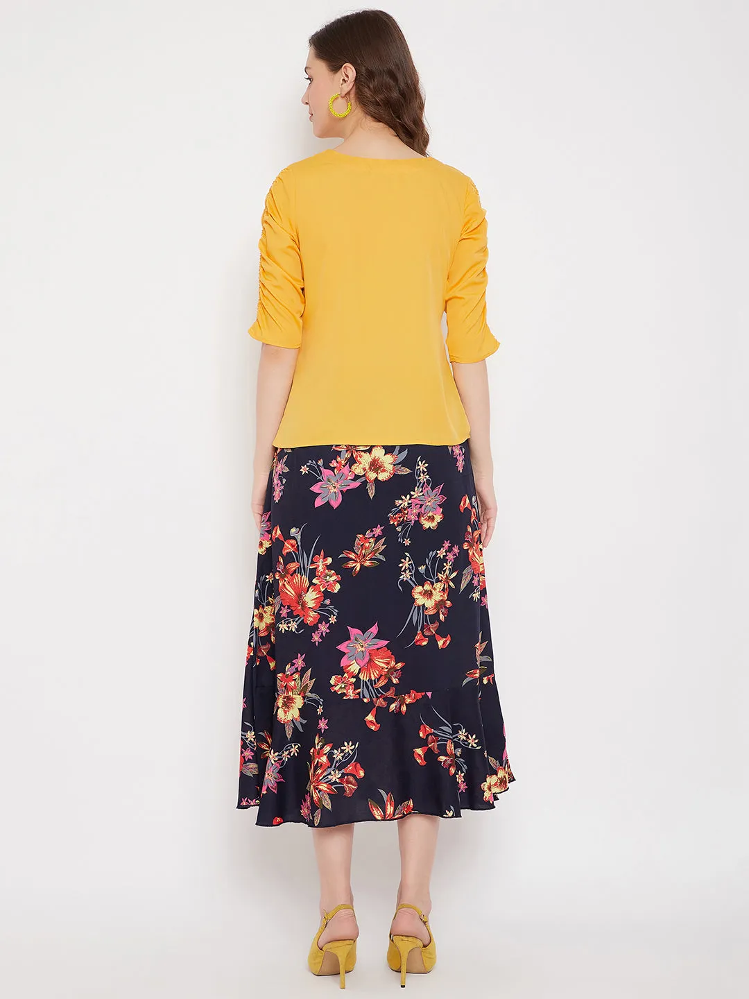 Top & Printed Skirt Set (Sku-21SP16)