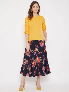Top & Printed Skirt Set (Sku-21SP16)