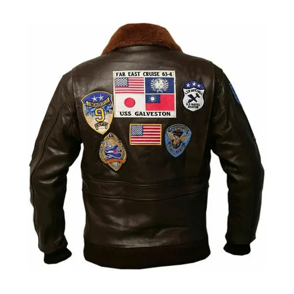 Top Gun Brown Faux Shearling Maverick Bomber Jacket
