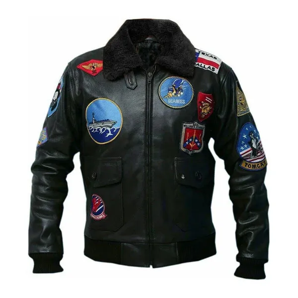 Top Gun Brown Faux Shearling Maverick Bomber Jacket