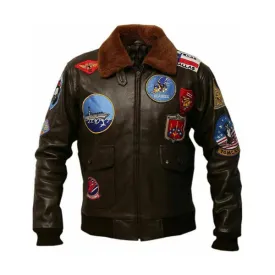Top Gun Brown Faux Shearling Maverick Bomber Jacket