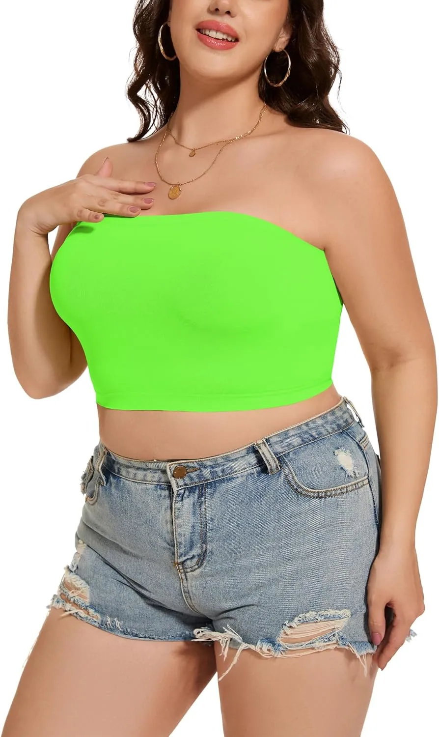 Tube Tops for Women Summer Crop Top Basic Casual Bandeau Going Out Strapless Short Shirt