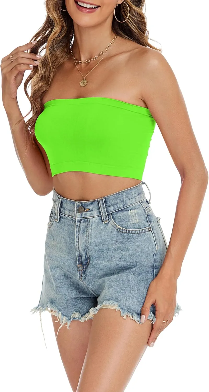 Tube Tops for Women Summer Crop Top Basic Casual Bandeau Going Out Strapless Short Shirt