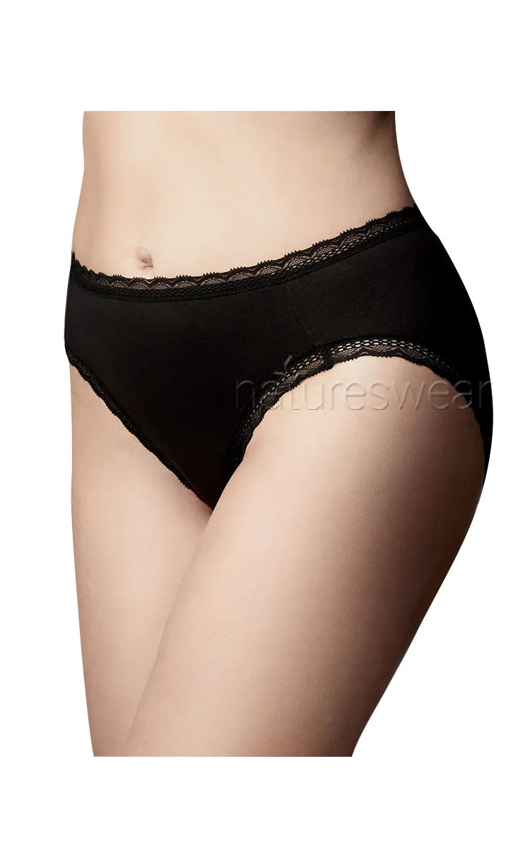 Very Clever Knickers 100% Cotton Underwear Hi Cut Brief in Black