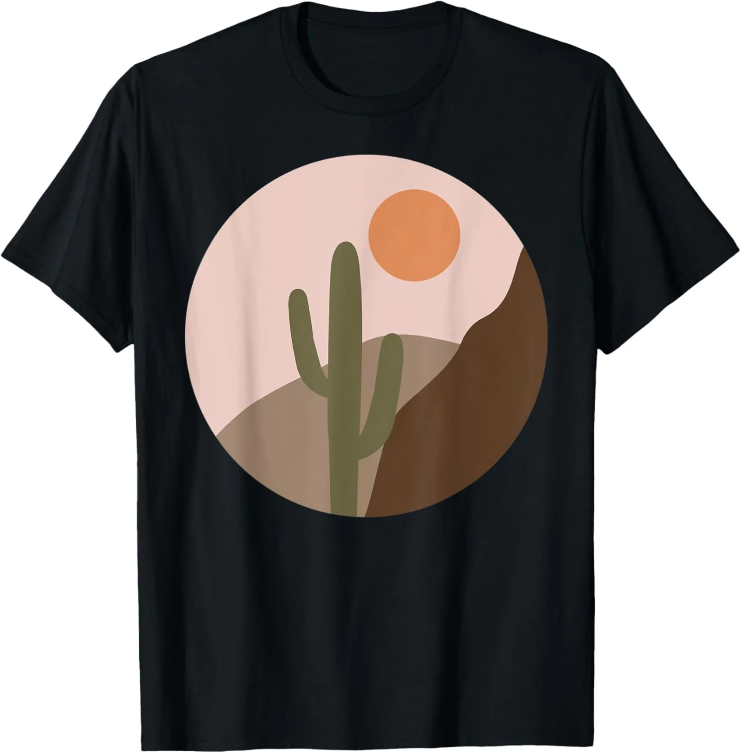 Vintage Retro Style Sunset desert Mountain Landscape Cactus T-Shirt