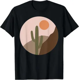 Vintage Retro Style Sunset desert Mountain Landscape Cactus T-Shirt