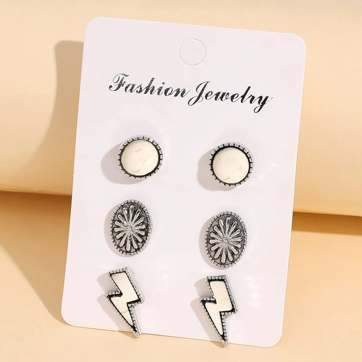 Western Earrings for Women Turquoise Earrings Western Jewelry Lightning Bolt Stud Cowgirls Earrings Set Teen Girls 80s Accessories