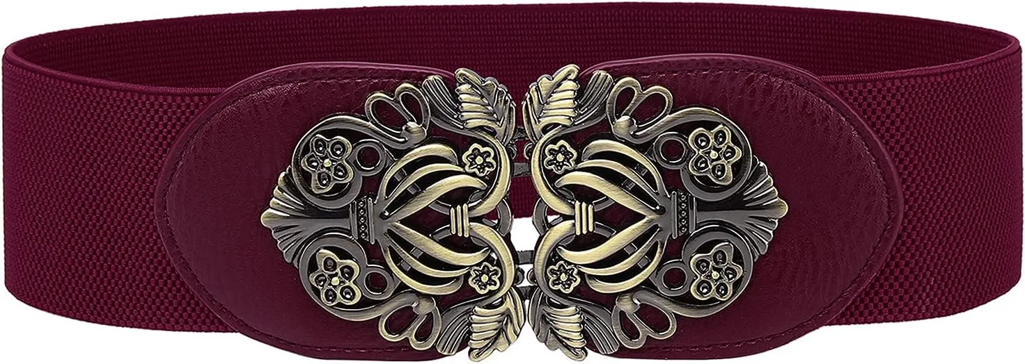 Women Retro Style Stretchy Waist Belt Vintage Elastic Wide Dress Belts