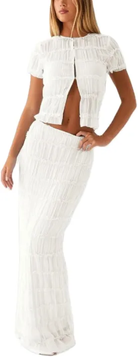 Womens 2 Piece Maxi Skirt Set Lace Up Sleeveless Tank Top and Flowy Long Skirt 2024 Summer Beach Outfits
