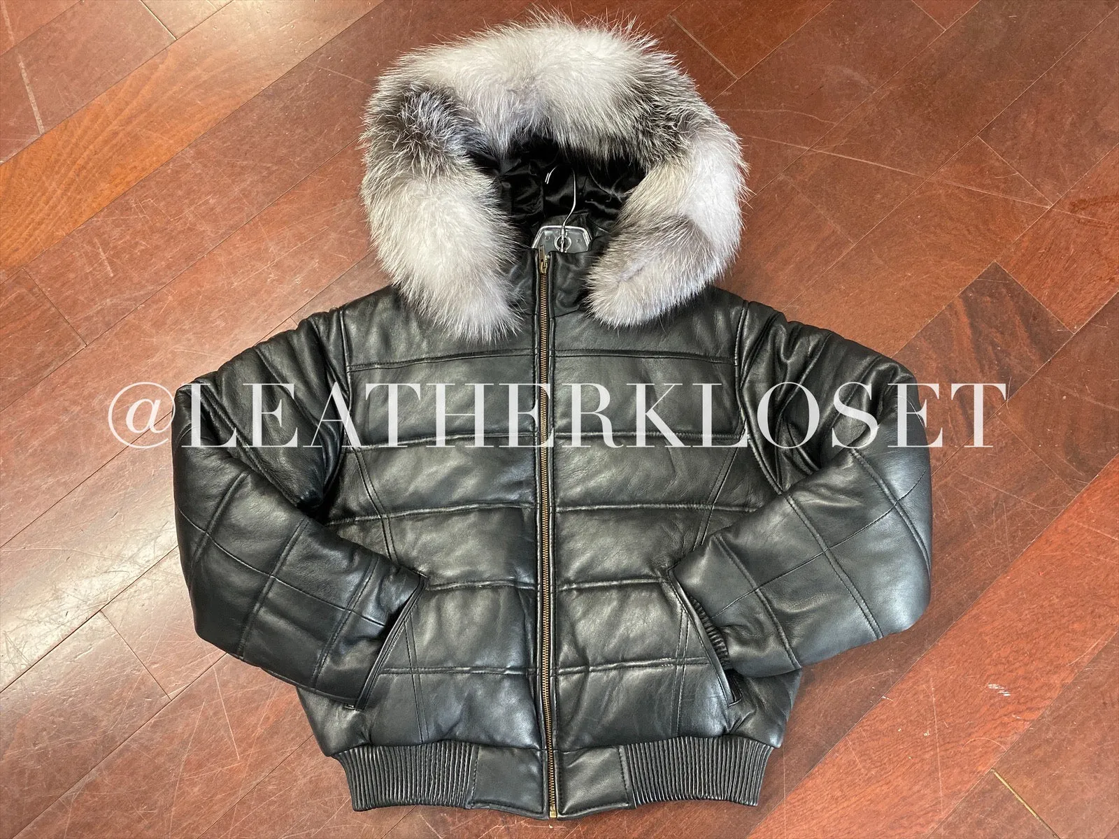 Women's Leather Snorkel Bomber Jacket Premium Fox
