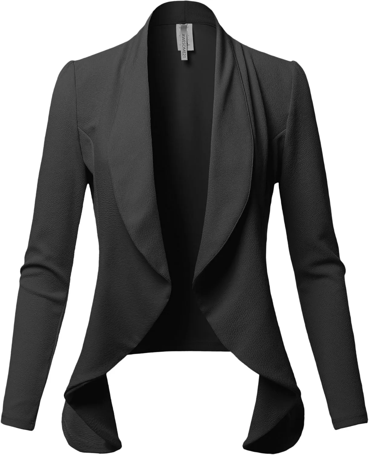 Women's Solid Formal Office Style Open Front Long Sleeves Blazer - Made in USA
